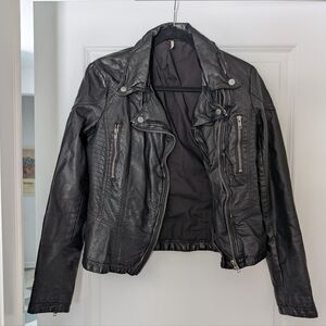 Free People Vegan Leather Moto Jacket Size 6